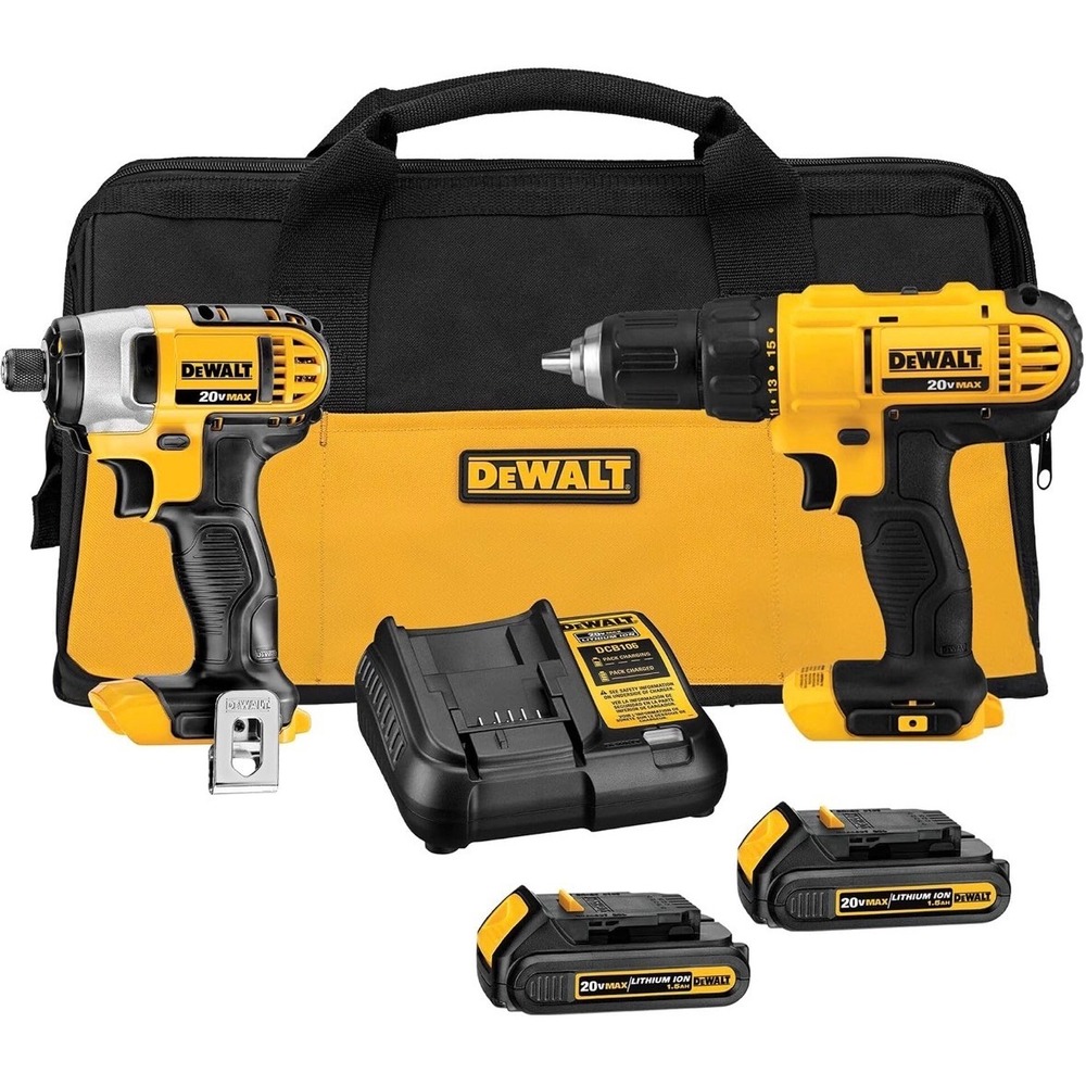 DEWALT 20V MAX Cordless Drill and Impact Driver Combo Kit DCK240C2 2-Tool Set